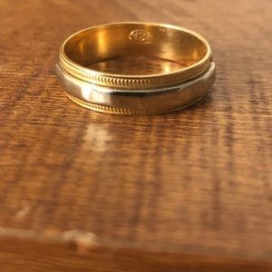 18K Two Tone Wedding Band Yellow Gold and White Gold